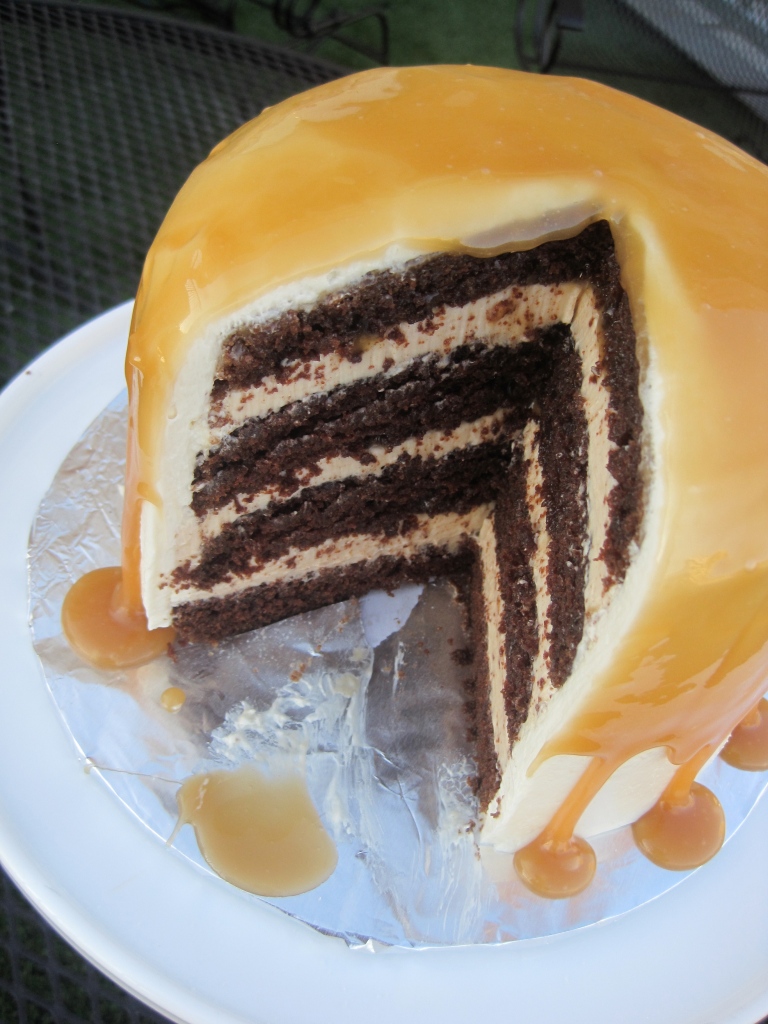 chocolate salted caramel layer cake by the baking cup