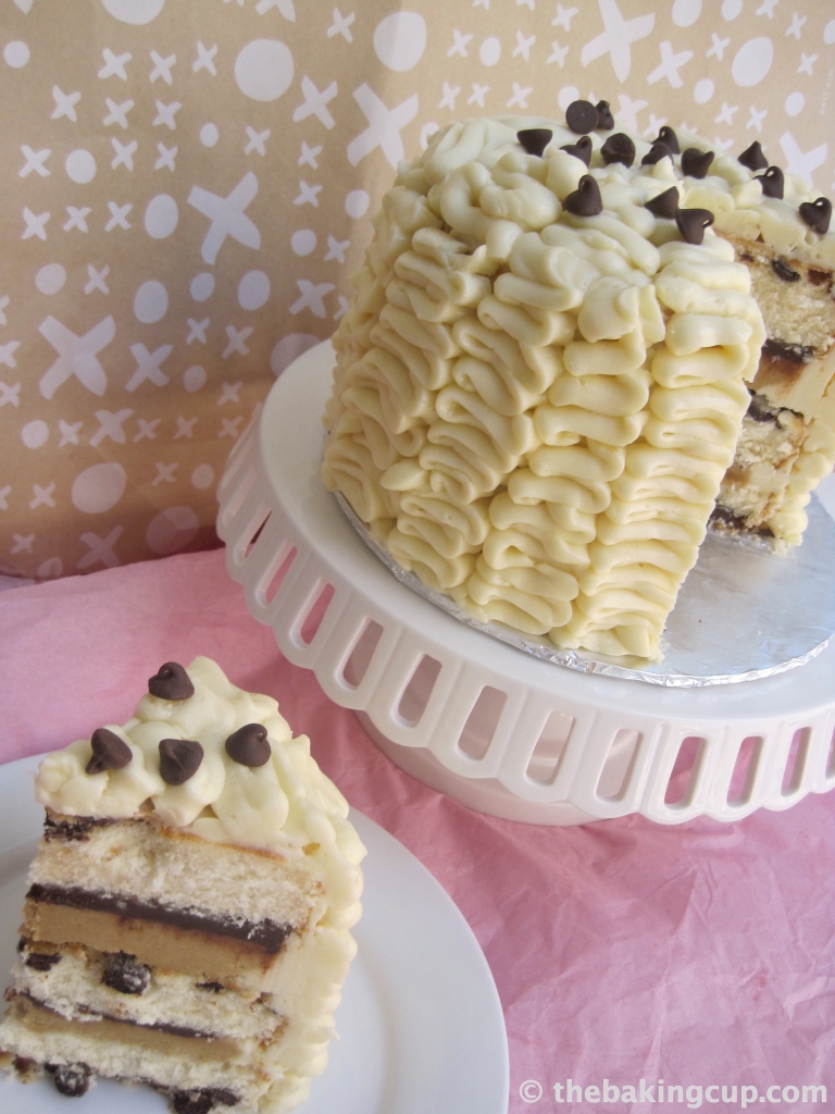 cookie dough overload layer cake by the baking cup